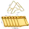 Plato Cuadrado de Acero Inoxidable Coreano Placa Dorada Hueso Espeso Molde para Hornear Set Doméstico Comercial Estante de Almacenamiento Plato para Snacks Plato para Snacks
