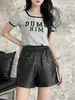 Nueva colección otoño/invierno 2026 de Haining: Shorts casuales para mujer, de corte holgado, pierna ancha, hechos de piel genuina, con material de piel de oveja, diseño versátil y cintura elástica, perfectos para combinar con botas