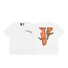 VLONE FOG Trendy Brand Big V Mother Logo Cherry Blossom Manga curta Esboço Bordado Lip Print Graffiti Print Camiseta