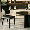Cadeira de jantar em couro estilo italiano com arranhões para apartamentos de aluguel, cadeira de casa de luxo leve e de alta qualidade, cadeira com encosto para hotel e restaurante