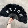 Novia de Amazon Perla Letra Inglesa Novia Abanico Plegable de Pluma Blanca Fiesta de Despedida de Soltera Decoración de Boda Nupcial