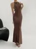 Vestido de tirantes sin espalda estilo 'Hot Girl', Estilo femenino y de deseo puro, Ajustado, Ceñido a la cintura, Sexy vestido de sirena de longitud media