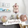 Balões Capivara Balões de Folha de Alumínio Atacado Decoração de Festa de Aniversário Transfronteiriça Balões de Atmosfera Redondos de 18 polegadas