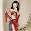 Lencería Sexy Meizhilan para Mujer, Estampada con Patrón de Fénix Volando, Conjunto de Uniforme Transparente de Color Sólido, Disponible para Dropshipping