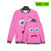 Chaqueta de béisbol de manga larga con cuello redondo y botones, de polar, talla europea, con estampado digital de cara de monstruo de dibujos animados para mujer, Amazon transfronterizo