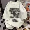 Camisetas Personalizadas con Letras Estilo Graffiti para Hombre y Mujer, Marca de Moda Ins, Verano, Estilo Callejero Europeo y Americano, Tops Sueltos de Manga Corta