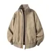 Jaqueta Masculina de Couro PU para Primavera e Outono, Jaqueta Piloto Baseball com Gola Alta Retro, Tendência, Venda Quente Amazon Transfronteiriça