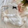 Meias Bowknot Estilo Ins Feminino Estilo Coreano Estilo Ballet Feminino Meias Empilhadas de Renda Doce Meias Outono e Inverno Twist Mid-tube