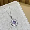 Cadena de Caja de Plata de Ley s999 Amethysta Natural Diamante Brillante Cielo Estrellado Brújula Collar Temperamento Elegante Cadena Misteriosa para Clavícula