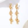 1 par de pendientes largos con borlas de metal elegantes estilo vintage francés para mujer, para fiesta de graduación, ropa elegante para mujer
