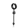 Pendientes de Acero Inoxidable Galvanizados para Hombre Clips para Oreja Personalizados Sin Perforaciones Cadena de Borla Hip-Hop Street Pendientes Largos Listos para Usar