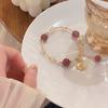Extrato de gelo ~ pulseira de cristal de coelho Mori doce e fresca Acessórios hanfu estilo antigo feitos à mão Pulseira para o coração de menina estudante