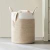 Cesto Grande de Corda de Algodão Cesto para Cobertor Sala de Estar Cesto de Roupa Suja para Bebê Cesto de Armazenamento Trançado Caixa para Berçário Cesto de Brinquedos com Alça