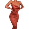 EBay estação independente comércio exterior feminino europeu e americano sexy irmã real vento vestido cetim moda feminina atacado