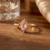 Anillo de plata de ley S925 con encaje estilo palacio retro de cristal rosa natural con corona exquisita de primavera y verano al por mayor