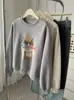 Sudadera Gruesa Estilo Coreano Cuello Redondo para Mujer 2025 Nueva Popular Petite Otoño e Invierno Forro Polar Engrosado Holgada Americana
