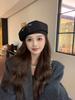 Otoño e Invierno Nuevo Sombrero de Pintor a Cuadros Combinable Estilo Chic Estilo Coreano Sombrero Pequeño que Afina el Rostro Boina Bordada con Letras para Mujer a la Moda