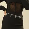 Corrente de Cintura com Pingente de Cabeça de VACA Criativo Fivela com Zircônia Verde Corrente de Cintura Cinto Selo de Cintura para Casaco Vestido Acessórios Atacado