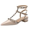 Versión Alta 2025 Nuevo Estilo Sandalias Baotou con Remaches Verano para Mujer Punta Tacón Grueso Tacón Bajo Moda para Ir al Trabajo Tacones Altos