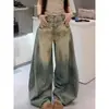 Comercio Exterior Estilo Americano Jeans de Pierna Ancha Mujer Nuevo Color Amarillo Lodo Holgados Adelgazantes Caída Pierna Recta Pantalones de Longitud al Suelo Jeans Hombre