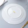 Plato Llano con Borde Dorado de Porcelana Fina Juego de Vajilla para Mesa de Comedor de Sala Modelo Blanco Puro Plato Occidental Juego Plato para Bistec Plato Plano