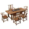 Nuevo Juego de Mesa de Té y Sillas de Madera Maciza Estilo Chino, Mesa de Té para Oficina y Hogar, Juego de Té Integrado con Estación de Preparación de Té Inspirada en el Zen