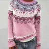 Nuevo suéter de punto para mujer estilo europeo y americano de Amazon, artículo popular de Wish, suéter de punto holgado de moda con bloques de color y cuello redondo