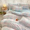 Juego de Cama de Color Sólido Verde Fruta de Cuatro Piezas Estilo Cuatro Estaciones Sábana Funda Nórdica Juego de Tres Piezas Funda de Colcha Colcha Funda de Almohada