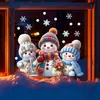 BRUP Gorro de Tricô Desenho Animado Boneco de Neve Adesivo de Janela Três Bonecos de Neve Fofos Adesivo de Decoração de Inverno de Natal BR2374C