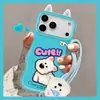 Colgante de teléfono de felpa con orejas de cachorro, compatible con fundas de teléfono Apple 18, funda de silicona para iPhone 16, 17 Pro Max, soporte dual, 15, lindo