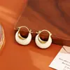 Pendientes de Bolsa de Gota de Aceite de Fábrica Original Chapados en Cobre Oro Real Moda Simple Pendientes de Alta Gama en Forma de U Accesorios de Otoño e Invierno para Mujer