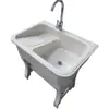Fregadero de Lavandería de Piedra de Cuarzo para Balcón Uso Doméstico con Tabla de Lavar, Lavabo de Lavandería Exterior Integrado de Mármol Metabo
