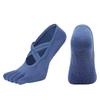 [Venta al por mayor de fábrica] Calcetines de yoga de cinco dedos con doble tira cruzada, calcetines de moda sin espalda para danza, calcetines deportivos para fitness en interiores