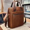 Maletín de Cuero Genuino para Negocios, Bolso de Mano Simple Vertical para Hombre, Bolso de Mano de Piel de Vaca de Primera Capa, Bolso Cruzado para Documentos