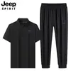 2026 Verano Nuevo Conjunto Versátil de Manga Corta de Seda Helada Deportivo de Secado Rápido para Hombre Casual de Negocios Camiseta Moderna Pantalones Largos