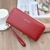 Carteira Estilo Novo Feminina Longa com Zíper Duplo Clutch Carteira de Grande Capacidade Camada Dupla Carteira Macia Porta-Moedas Bolsa para Celular