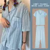 Pijama de Encaje de Alta Gama para Mujer con Pantalones Cortos, Cardigan Fino de Primavera, Otoño y Verano, Traje Sencillo Retro Verde para el Hogar