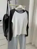 Camiseta raglan de lã Tencel macia e confortável para o início do outono, com blocos de cor, estilo ins coreano, top base slim e versátil para mulheres