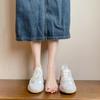 Sapatos de treinamento de balé femininos de couro genuíno com altura interna aumentada Forrest Gump Shoes 2024 Novos sapatos brancos Sapatos femininos de plataforma esportivos casuais