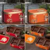 Nova caixa de embalagem estilo chinês para bolo da lua do Festival do Meio Outono para 4, 6 ou 8 peças, lata de presente dupla camada portátil para bolo da lua