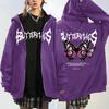 Moletom com capuz e zíper com borboleta e caveira Y2K, jaqueta gótica com borboleta, punk, hip-hop, suéter Harajuku