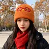 2025 Nuevo Lindo Sombrero de Gato con Orejas y Gafas para Mujer Otoño e Invierno Cálido Protección para los Oídos Sombrero de Punto que Muestra la Cara Pequeño Sombrero de Lana para el Frío
