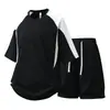 Traje Deportivo Casual de Verano para Hombre, Conjunto de Shorts con Mangas Cortas Juvenil de Moda para Estudiantes de Secundaria y Preparatoria, Elegante para el Verano