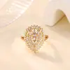Anillos de Zirconia Estilo Nuevo Europeo y Americano Joyería Chapada en Oro de Cobre con Circonia Anillos de Mujer de Lujo Ligero Gama Alta Transfronterizo
