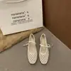 Zapatos Mary Jane Planos de Malla con Encaje, Punta Cuadrada, Correa con Lazo y Lunares para Mujer, Versátiles, Colección Primavera 2026