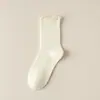 Meias de pelúcia brancas femininas primavera e outono meias finas de algodão femininas meias de renda japonesa fofas jk estilo preppy meias de verão