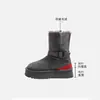 Botas de Nieve para Mujer Invierno 2026 Estilo Nuevo con Suela Gruesa y Tacón Oculto, Zapatos de Nieve de Algodón Engrosados del Noreste, Botas de Piel de Caña Media