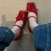 Zapatos de mujer Chuyuji estilo francés con tiras cruzadas huecas Mary Jane, nuevos de primavera, puntera cuadrada, tacón medio