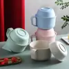 Conjunto de Garfo, Colher, Tigela e Hashis de Trigo Utensílios Domésticos Japoneses Crianças Tigela para Macarrão Instantâneo Dormitório Estudantil Macarrão Instantâneo com Tampa Conjunto de Tigela e Copo