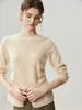 Estilo minimalista~Suéter de cachemira de punto para mujer, nuevo diseño de otoño e invierno, cuello redondo, abertura frontal, cintura entallada, jersey
